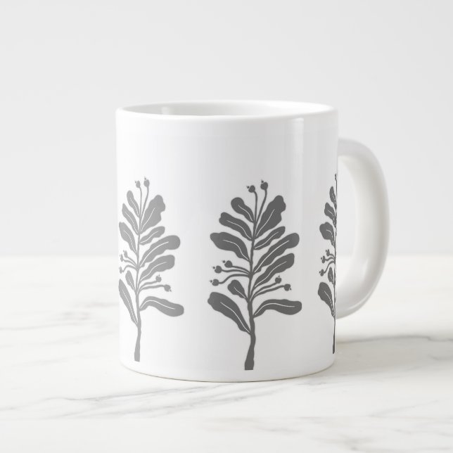 Pflanze Silhouette Blume Minimal Botanisch Jumbo-Tasse (Vorderseite Rechts)
