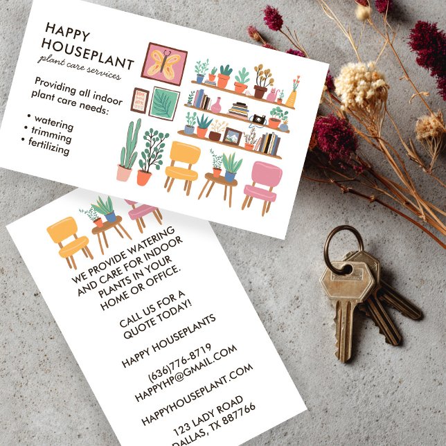 Pflanze Sitter Pflanze Wasserversorgung Wohnhaus Visitenkarte (Plant Sitter Houseplant Plant Watering Housesitting Business Card
)