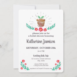 Pflanze Sprout Rote Flora Brautparty Einladung