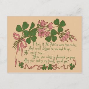 Pflanze St Patrick's Day Card Vintages Kleeblatt Postkarte