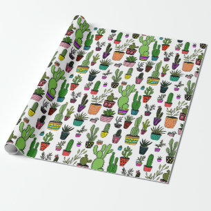Pflanze Sukkulente Kakteen Farbiges Niedliches Ges Geschenkpapier