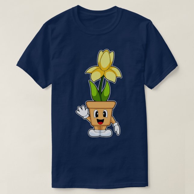 Pflanze Topf Daffodische Blume T-Shirt (Design vorne)