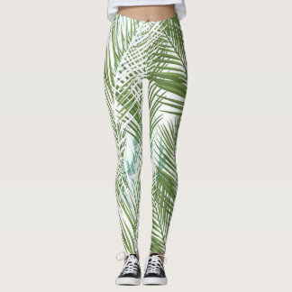 Pflanze und Blätter aus grüner Palme Leggings