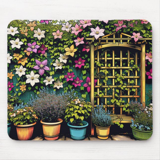 Pflanze- und Gartenliebhaber Clematis Trellis Mousepad (Vorne)