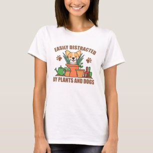 Pflanze und Hunde Funny Corgi im Garten Blume T-Shirt