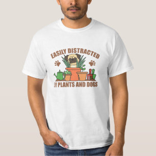 Pflanze und Hunde Mops im Garten Blume T-Shirt