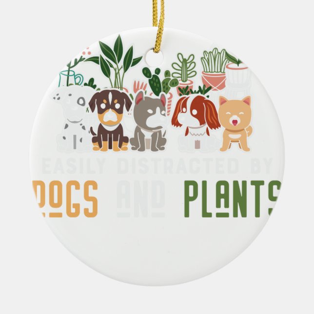 Pflanze-und-Hunde-Pflanze-Lover Keramik Ornament (Vorne)