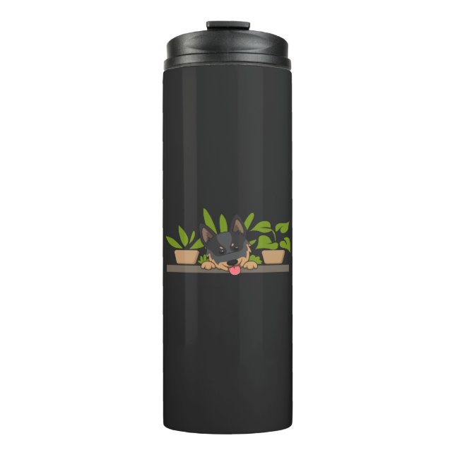 Pflanze und Hunde Thermosbecher (Vorderseite)
