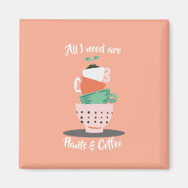 Pflanze und Kaffee Magnet
