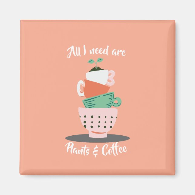 Pflanze und Kaffee Magnet (Vorne)