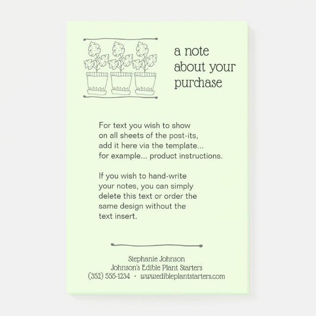 Pflanze und Kinderzimmer Produktinformation einfüg Post-it Klebezettel (Vorderseite)