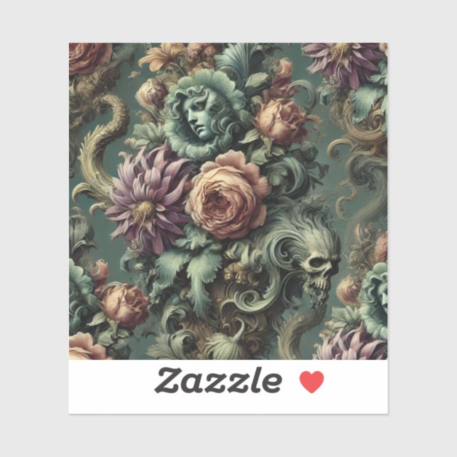 Pflanze und Pandemonium - gotisches Barock Aufkleber (Blatt)