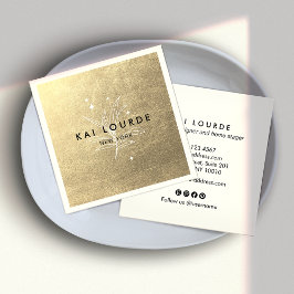 Pflanze Verlasse Gold Square Business Card Quadratische Visitenkarte