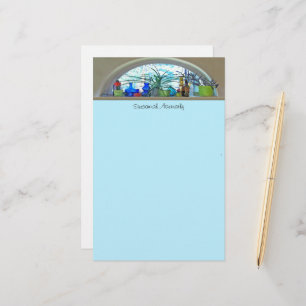 Pflanze von Glasflaschen in Fensterfarbenvorlage Briefpapier