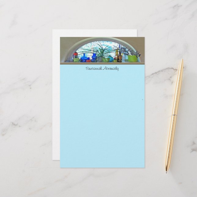 Pflanze von Glasflaschen in Fensterfarbenvorlage Briefpapier (Vorderseite/Rückseite Beispiel)