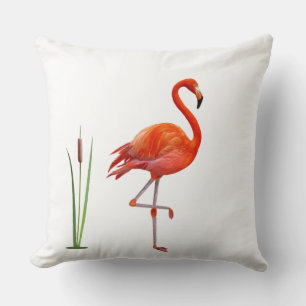Pflanze von Red Flamingo Bird & Reed Kissen