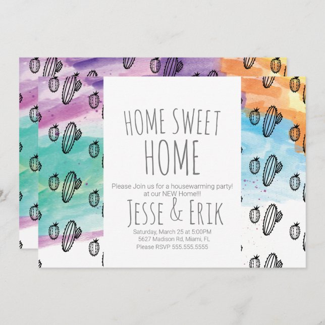 Pflanze  Wasserfarbe Party Einladung (Vorne/Hinten)