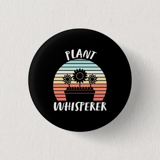 Pflanze Whisperer Retro Vintag Button (Vorderseite)