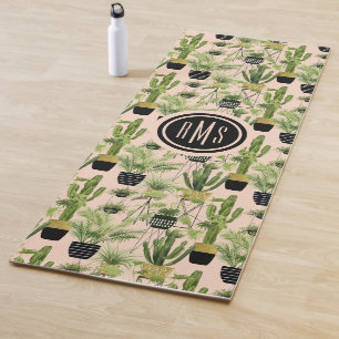 Pflanzen-Anordnungs-Muster des Monogramm-  Yogamatte