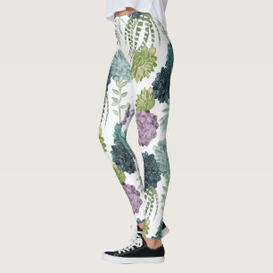 Pflanzen-Glück-Sammlungsucculent-Muster Leggings
