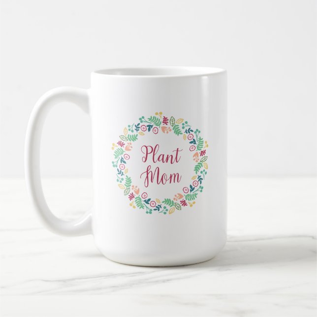 Pflanzen-Mama-Blumenkranz Bunt  Kaffeetasse (Links)