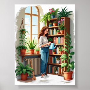 Pflanzen-Mama-Gartenbuch-Ecke - Indoor-Gartenarbei Poster
