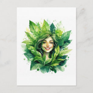 Pflanzen-Mama im Blüten-Design - Lustiges Grünthum Postkarte