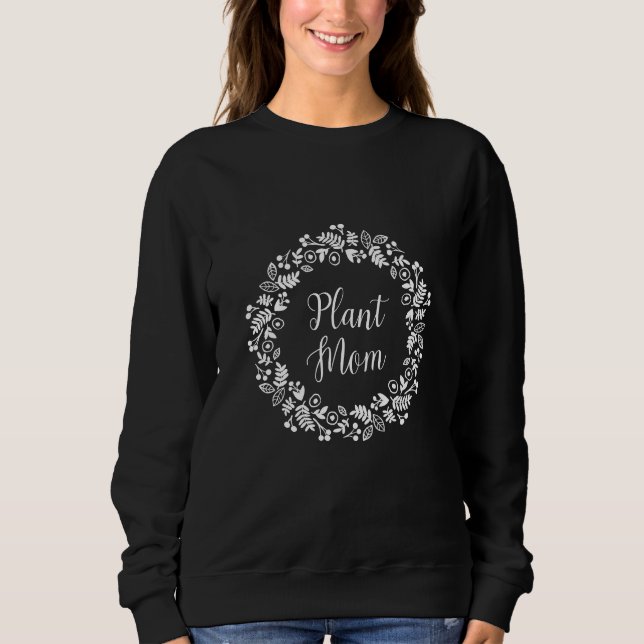 Pflanzen-Mama Weißer Blumenkranz Sweatshirt (Vorderseite)