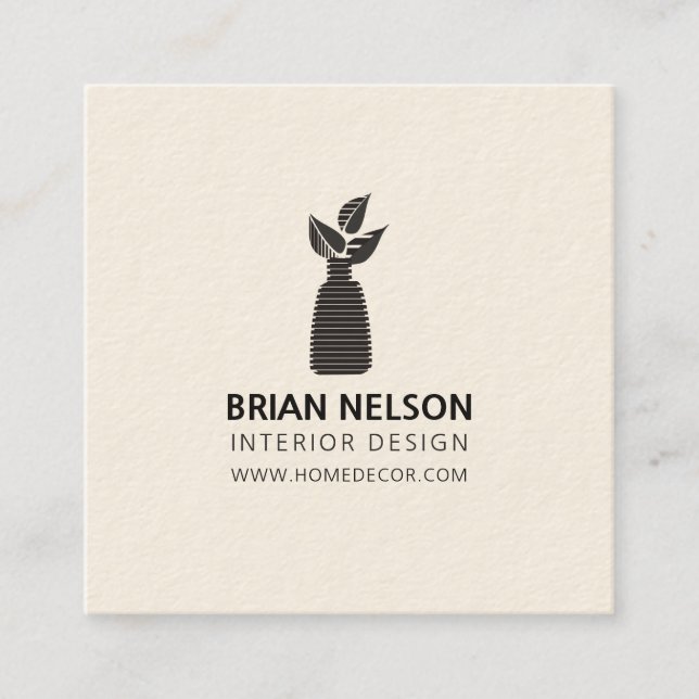 Pflanzen-Minimalistischer Quadratische Visitenkarte (Vorderseite)