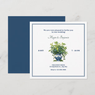Pflanzen mit künstlerischer Vase Hochzeit Einladung