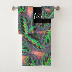 Pflanzen Tropische Calathea Maranta Blattmuster  Badhandtuch Set