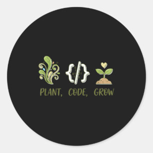Pflanzencode wächst Programmiergartenbau-Design Runder Aufkleber