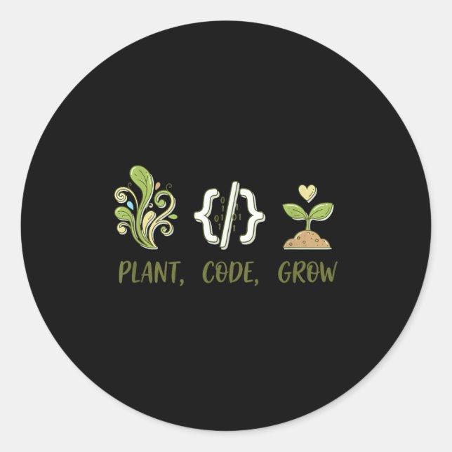 Pflanzencode wächst Programmiergartenbau-Design  Runder Aufkleber (Vorderseite)