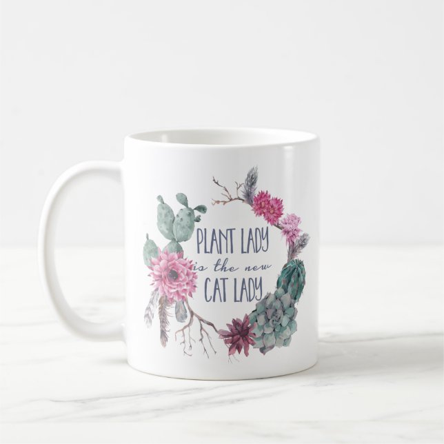 Pflanzendame ist die neue Katzendame Kaffeetasse (Links)