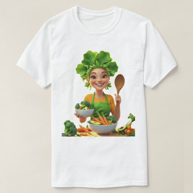 Pflanzenkoch – Kochen mit Herzlichkeit T-Shirt (Design vorne)