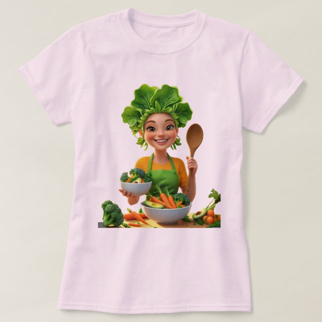 Pflanzenkoch – Kochen mit Herzlichkeit T-Shirt (Design vorne)