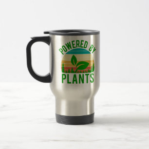 Pflanzenkraft Funny Grün Vegan Vintage Sonnenunter Reisebecher