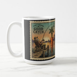Pflanzenkraft Guter Fang - Vintage-Stempelkunst Kaffeetasse