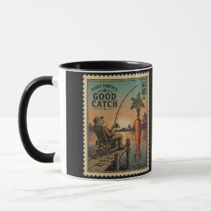 Pflanzenkraft Guter Fang - Vintage-Stempelkunst Tasse