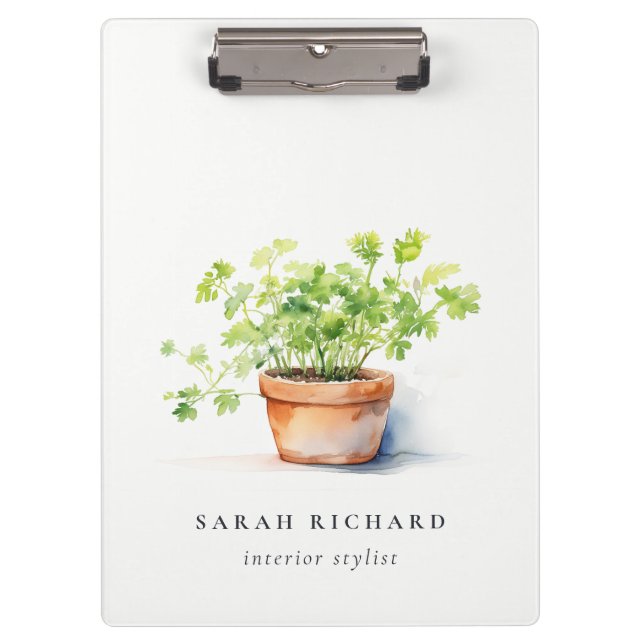 Pflanzenkraut Parsley Coriander Wasserfarbe Botani Klemmbrett (Vorderseite)