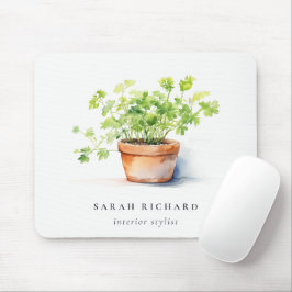 Pflanzenkraut Parsley Coriander Wasserfarbe Botani Mousepad