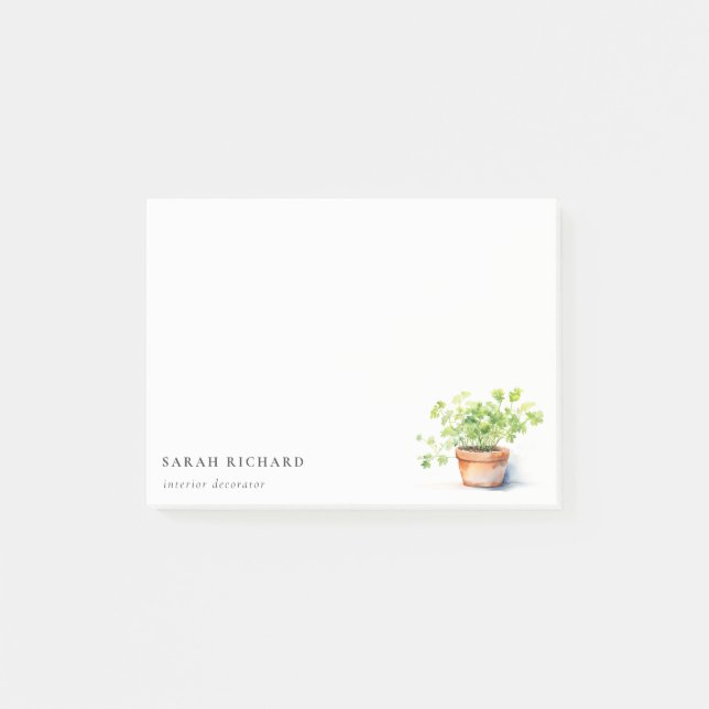 Pflanzenkraut Parsley Coriander Wasserfarbe Botani Post-it Klebezettel (Vorderseite)