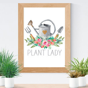 Pflanzenlady Boho Aquarell Gärtner Humor Chic Poster