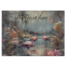 Pflanzenmalerei Flamingos anpassbar Schneidebrett