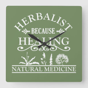 Pflanzenmedizin Quadratische Wanduhr