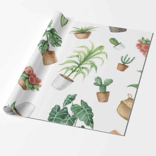Pflanzenmuster Geschenkpapier (Ungerollt)