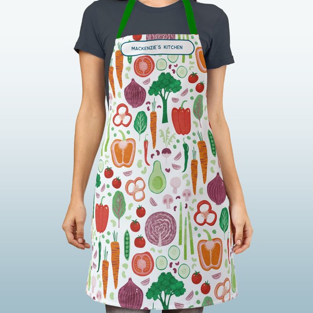 Pflanzenmuster Personalisiert Schürze (Personalized custom text vegetable food pattern apron)
