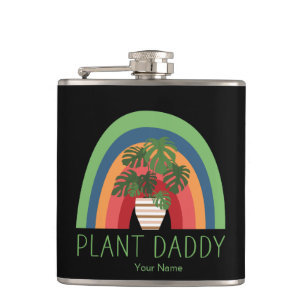 Pflanzenpapa Boho Regenbogen Garten Monstera Blätt Flachmann