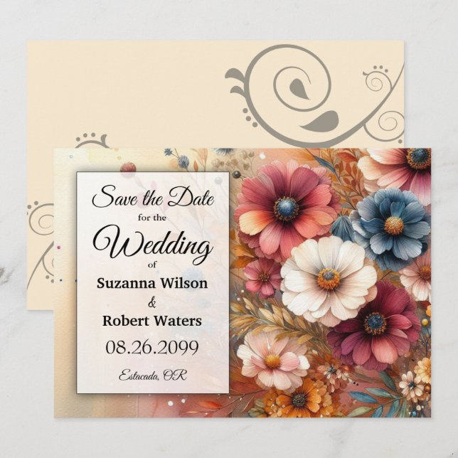 Pflanzenställe und bemalte Himmel ernten Einladung (Vorne/Hinten)