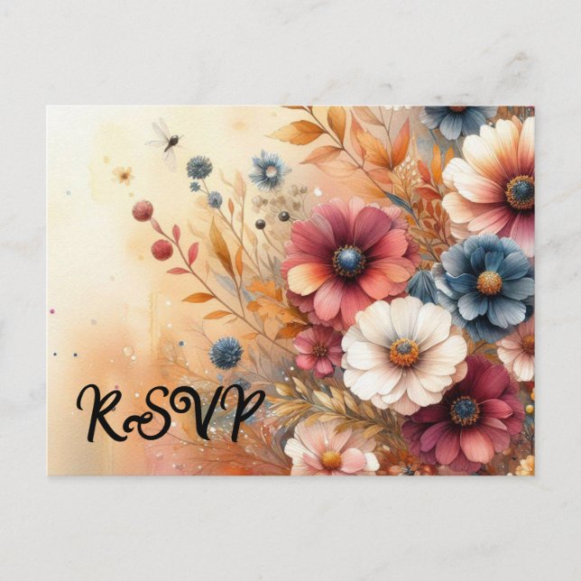 Pflanzenställe und bemalte Himmel ernten Einladungspostkarte (Vorderseite)